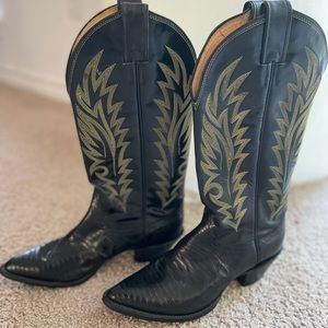 Black western leather cowboy boots size 7